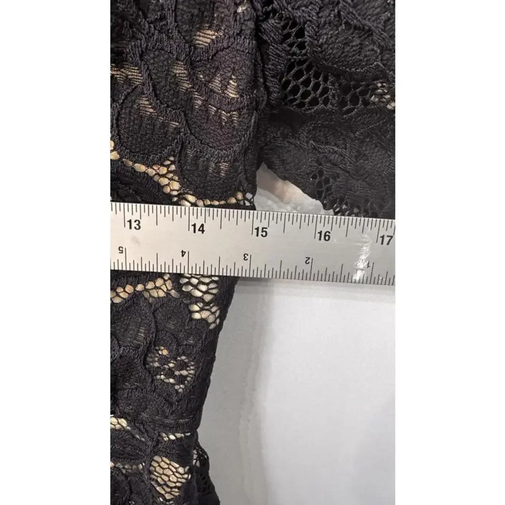 Soiéblu Women's Black Lace Mini Dress with V-Neck and Half Sleeves Size S - Picture 3 of 12